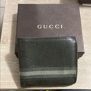 Vintage Gucci GG Dark Green Leather Wallet